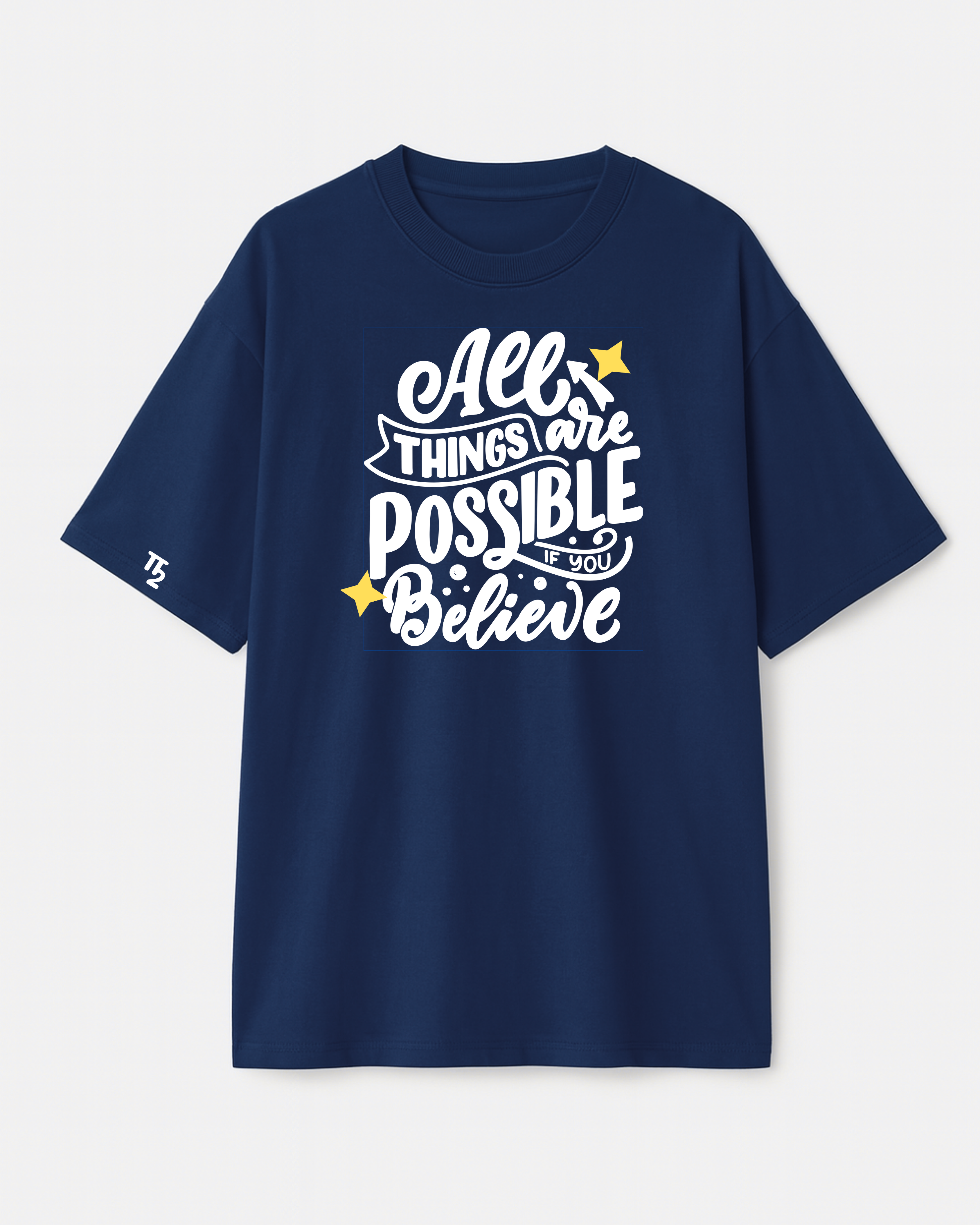 "All Things Are Possible" Premium French Terry Oversized Tee - Navy Blue
