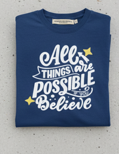 "All Things Are Possible" Premium French Terry Oversized Tee - Navy Blue
