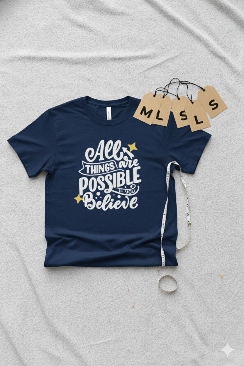 "All Things Are Possible" Premium French Terry Oversized Tee - Navy Blue
